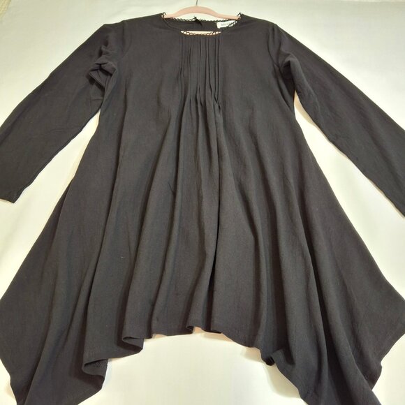Modest Midi Asymmetric Hem Dress Size 2XL BIU BIU Black Long Sleeve Round Neck - Picture 4 of 16
